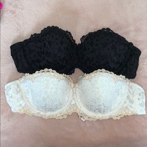 Victorias Secret Lined Balconet strapless lace bra